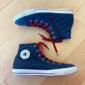 Converse Chuck Taylor All Star High Top Sneakers Kids Size 5 Quilted Navy Zipper